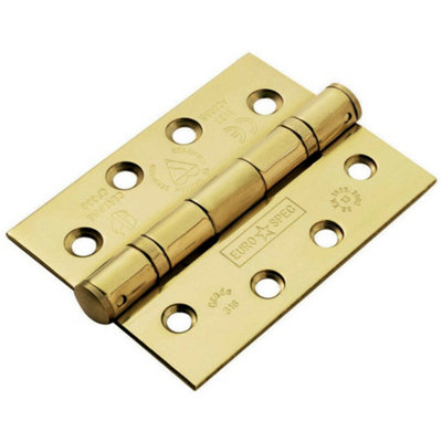  - Pair 102 X 76 X 3mm Ball Bearing Hinge Stainless Brass Interior Door