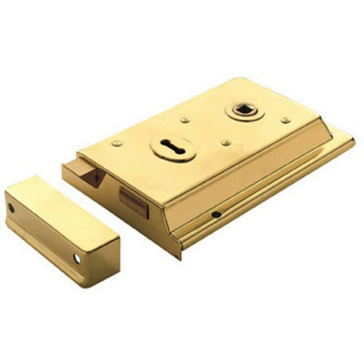  - Traditional Contract Rim Deadlock 152 X 102mm Polished Brass Door Latch
