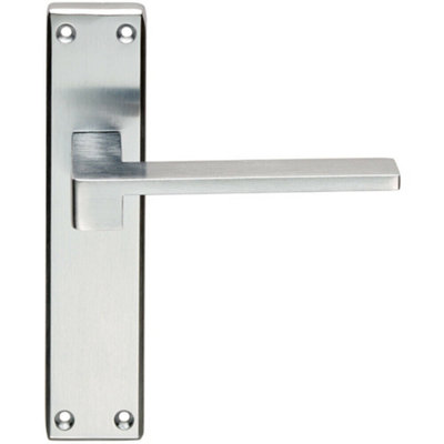  - Pair Flat Straight Lever On Latch Backplate Handle 180 X 40mm Satin Chrome