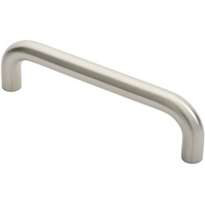 B&Q -  Round D Bar Door Pull Handle 247 X 22mm 225mm Fixing Centres Satin Steel