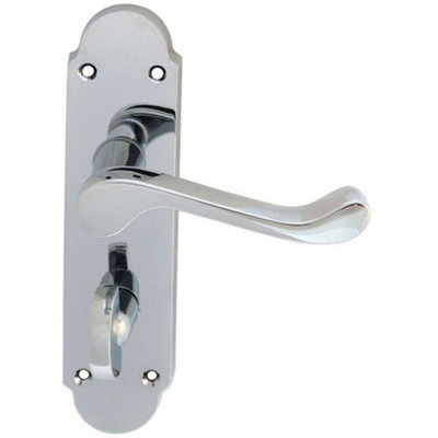  - Pair Victorian Upturned Lever On Bathroom Backplate 170 X 42mm Polished Chrome