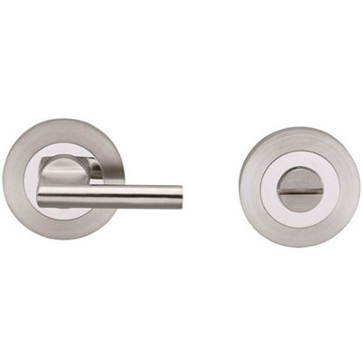 Disabled Thumbturn Handle With Release With Indicator Polished Satin Steel from B&Q