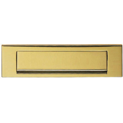 Loops Unisex Metallics Inward Opening Letterbox Plate 224Mm Fixing Centres 254 X 78Mm Polished Brass In - Image 3