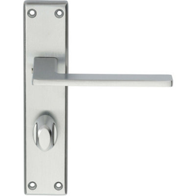  - Flat Straight Lever On Bathroom Backplate Handle 180 X 40mm Satin Chrome
