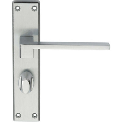 B&Q Pair Flat Straight Handle On Bathroom Backplate 180 X 40Mm Satin Chrome