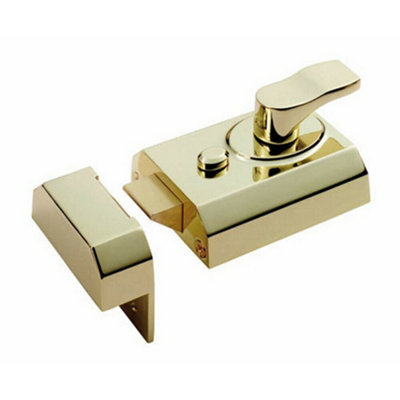 Contract Rim Cylinder Nightlatch 60mm Electro Brassed Door Security Lock from B&Q
