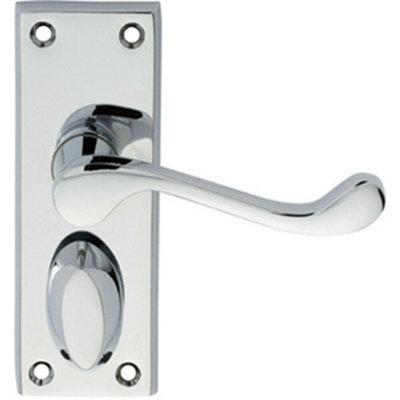 B&Q Pair Victorian Scroll Handle On Privacy Backplate 118 X 43Mm Polished Chrome