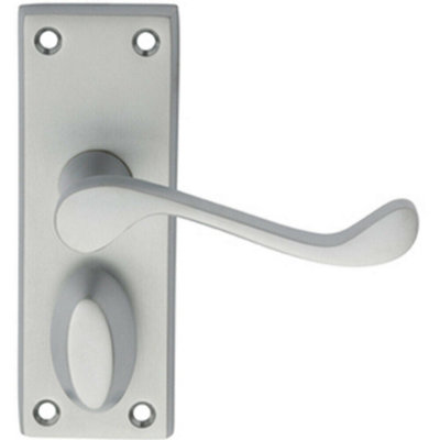  - Pair Victorian Scroll Handle On Privacy Backplate 118 X 43mm Satin Chrome