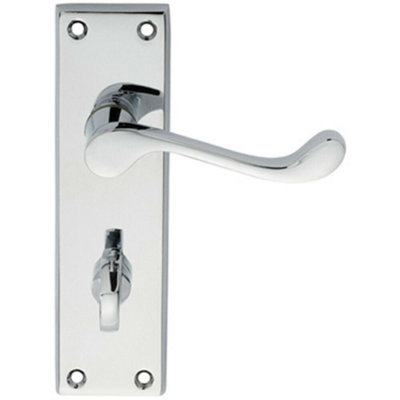  - Pair Victorian Scroll Lever On Bathroom Backplate 150 X 43mm Polished Chrome