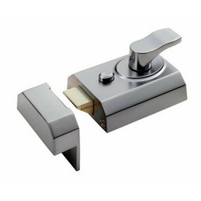Contract Rim Cylinder Nightlatch 60mm Satin Chrome Door Security Lock from B&Q