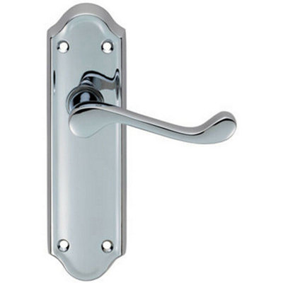 Pair Victorian Upturned Handle On Latch Backplate 168 X 47mm Polished Chrome from B&Q
