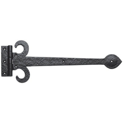  - Pair 381mm Ornate Sword T Hinge Black Antique Internal Decorative Door Hinge