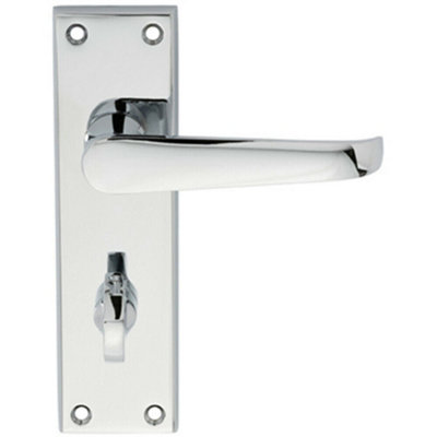  - Pair Straight Victorian Lever On Bathroom Backplate 150 X 43mm Polished Chrome