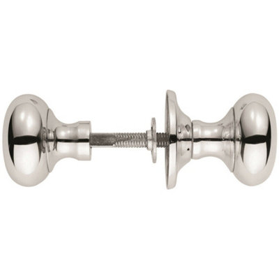 Pair Large Mushroom Rimmed Mortice Door Knob 53mm Diameter Polished Chrome from B&Q