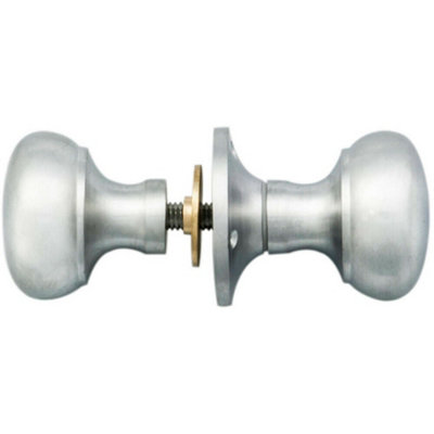 B&Q Pair Mushroom Rimmed Mortice Door Knob 53Mm Diameter Satin Chrome Large