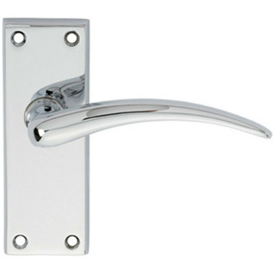 Pair Slim Arched Door Handle On Latch Backplate 150 X 43mm Polished Chrome from B&Q