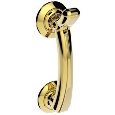  - Victorian Bow Door Knocker On Rose 95mm Fixing Centres Polished Brass