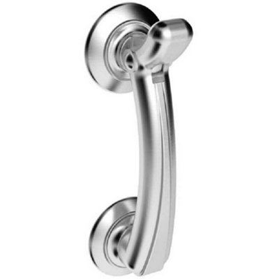  - Victorian Bow Door Knocker On Rose 95mm Fixing Centres Satin Chrome