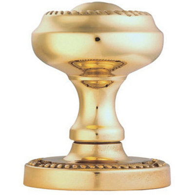 Pair Chalice Mortice Door Knob 53mm Diameter Rope Detailing Polished Brass from B&Q