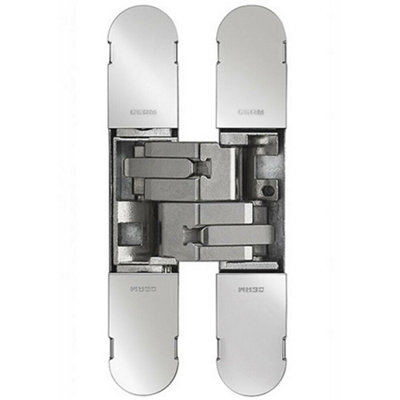 130 X 30mm Concealed Heavy Duty Hinge Fits Unrebated Doors Polished Nickel from B&Q