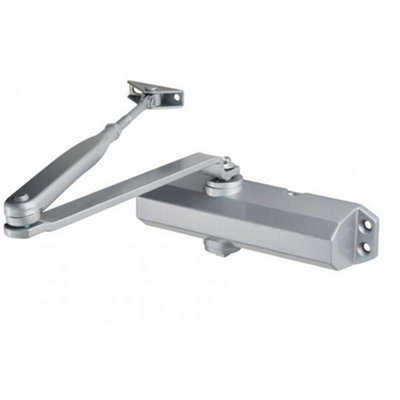 Template Adjustable Overhead Door Closer Upto 80Kg Doors Silver Finish from B&Q