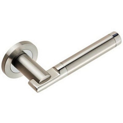 Pair Round Bar Handle On 52mm Round Rose Concealed Fix Polished Satin Steel