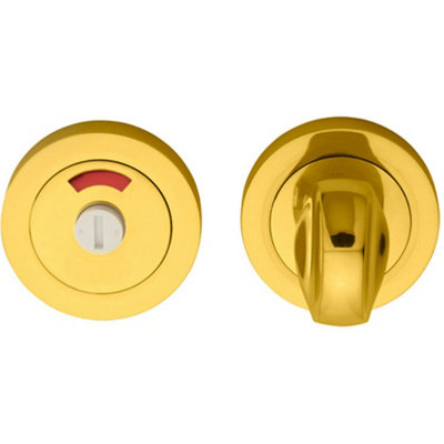 Thumbturn Lock And Release Handle With Indicator 50mm Dia Polished Brass from B&Q