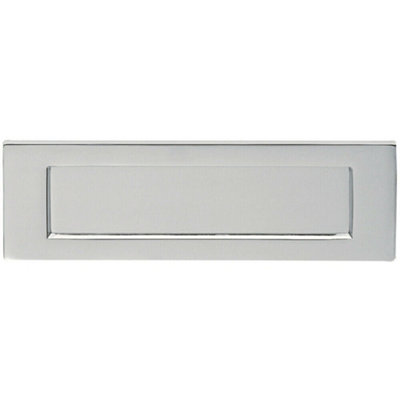 Inward Opening Letterbox Plate 275mm Fixing Centres 306 X 104mm Satin Chrome from B&Q
