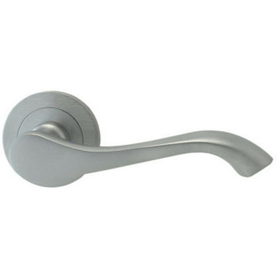 B&Q Pair Scroll Shaped Handle On 50Mm Round Rose Concealed Fix Satin Chrome