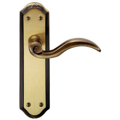  - Pair Spiral Sculpted Handle On Latch Backplate 180 X 48mm Florentine Bronze