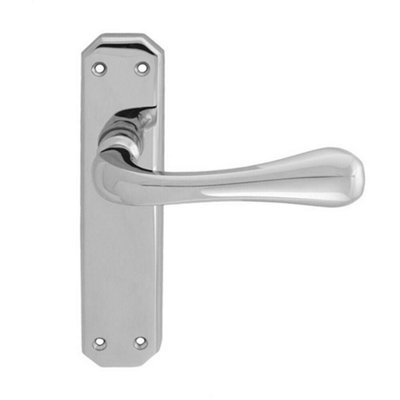 Pair Heavy Duty Handle On Angular Latch Backplate 180 X 40mm Polished Chrome from B&Q