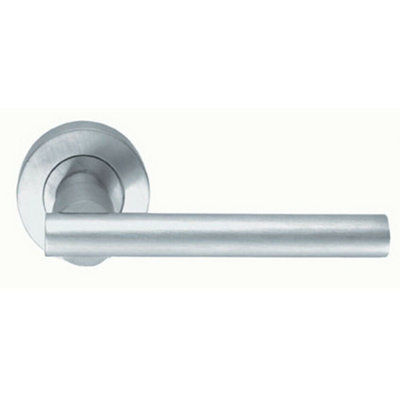 Pair Round Recessed Bar Handle On Round Rose Concealed Fix Satin Chrome from B&Q