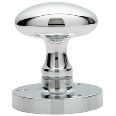  - Pair Large Oval Mortice Door Knob 61mm Diameter Polished Chrome Door Handle