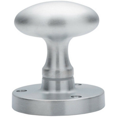  - Pair Large Oval Mortice Door Knob 61mm Diameter Satin Chrome Door Handle