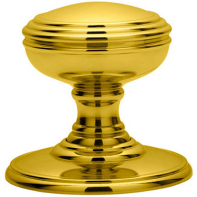  - Pair Textured Mortice Door Knob 70mm Diameter Polished Brass Door Handle