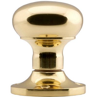 Pair Mushroom Mortice Door Knob Unsprung 52mm Diameter Polished Brass from B&Q