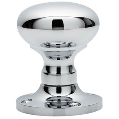 Pair Mushroom Mortice Door Knob Unsprung 52mm Diameter Polished Chrome from B&Q
