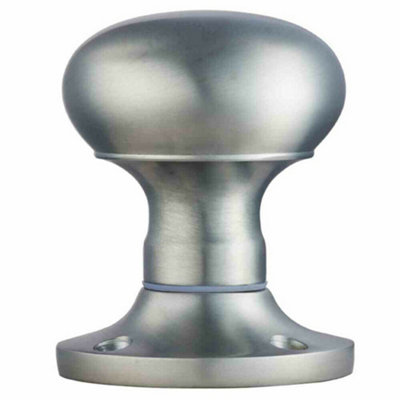Pair Mushroom Mortice Door Knob Unsprung 52mm Diameter Satin Chrome from B&Q