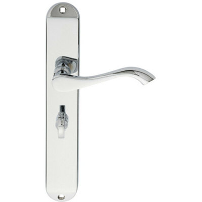 B&Q Pair Curved Lever On Long Slim Bathroom Backplate 241 X 40Mm Polished Chrome