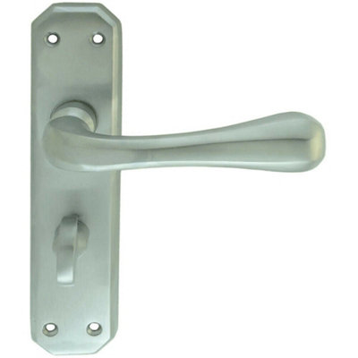  - Pair Heavy Duty Handle On Angular Bathroom Backplate 180 X 40mm Satin Chrome