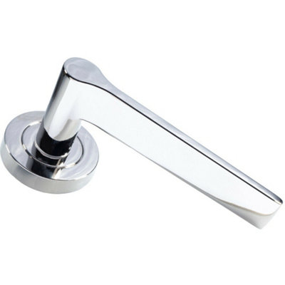 B&Q Pair Straight Rounded Handle On Round Rose Concealed Fix Polished Nickel