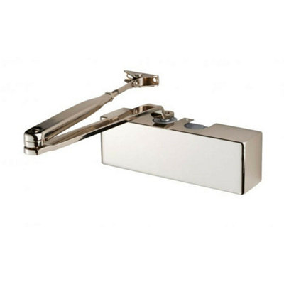 Template Adjustable Overhead Door Closer Upto 80Kg Doors Polished Nickel from B&Q