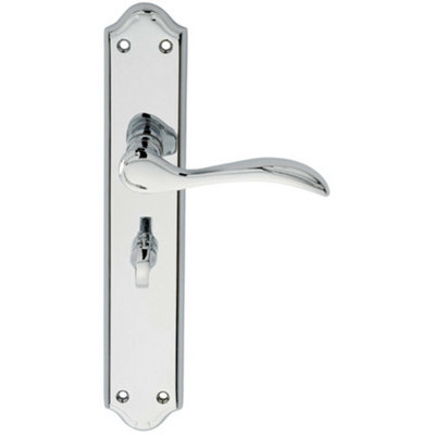  - Pair Curved Handle On Long Bathroom Backplate 245 X 45mm Polished Chrome