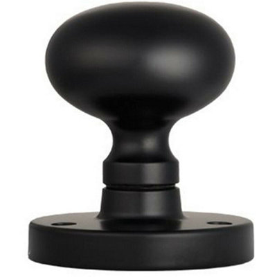 Pair Mushroom Mortice Door Knob Half Sprung 52mm Diameter Matt Black from B&Q