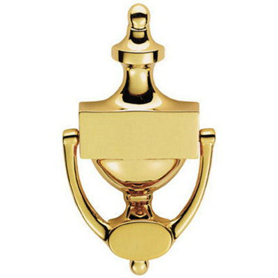 Large Urn Shaped Front Door Knocker 104mm Fixing Centres Stainless Brass from B&Q