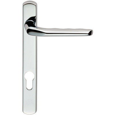 Straight Lever Door Handle On Lock Backplate Polished Chrome 208mm X 26mm from B&Q