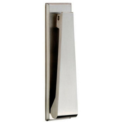 Slimline Contemporary Door Knocker 128mm Fixing Centres Satin Stainless Steel from B&Q