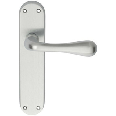 - Pair Smooth Round Bar Handle On Latch Backplate 185 X 40mm Satin Chrome