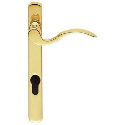  - Scroll Lever Door Handle On Lock Backplate Polished Brass 208 X 25mm