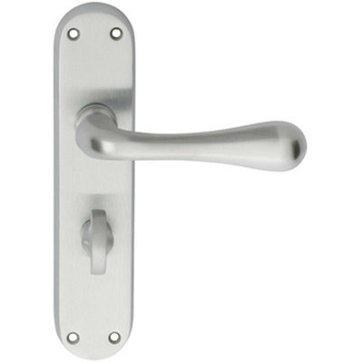  - Pair Smooth Round Bar Handle On Bathroom Backplate 185 X 40mm Satin Chrome